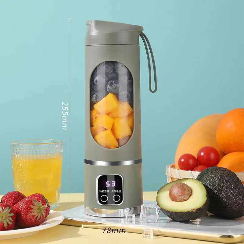 2025 New Household Charging MINI Crushed Ice Electric Juicer Powerful Motor 450ML Large Capacity Digital Display Juice Cup