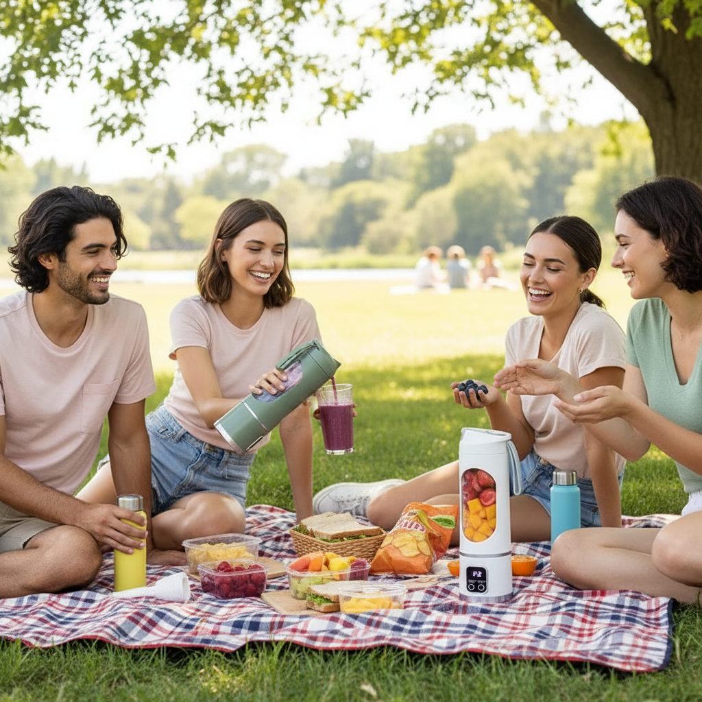 2025 New Household Charging MINI Crushed Ice Electric Juicer Powerful Motor 450ML Large Capacity Digital Display Juice Cup